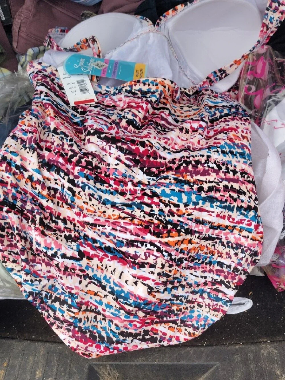 Swim Solutions Multicolor  One-Piece - Pink, Blue, Orange, Black - Picture 4 of 5